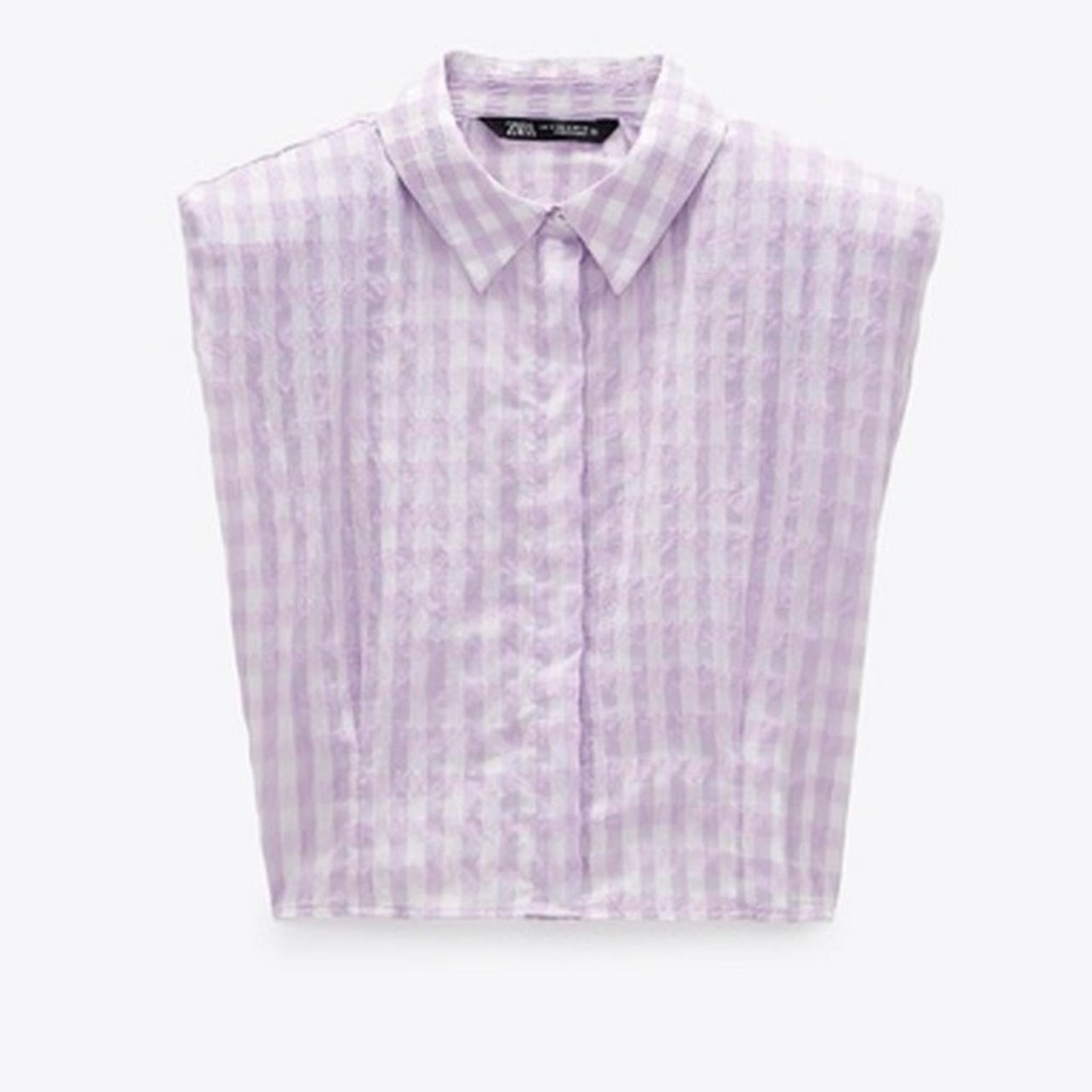 Rare! Zara Lavender Shoulder Pad Sleeveless Crop Blouse
